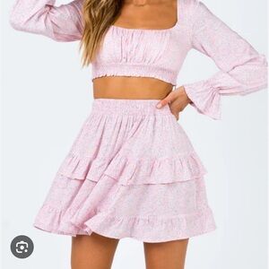 Pink Floral two piece skirt set